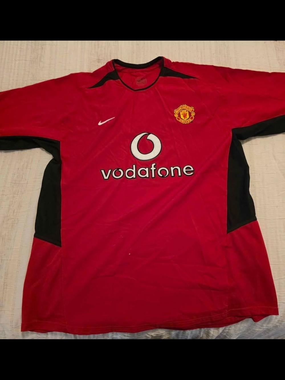 Nike Red and Black Manchester United Vodafone Jersey